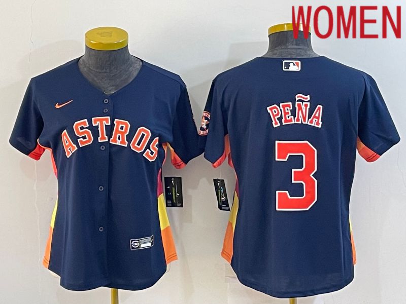 Women Houston Astros #3 Pena Blue Game Nike 2022 MLB Jerseys
